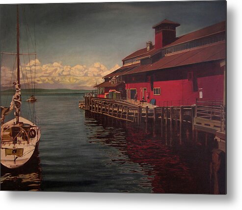 Marina Metal Print featuring the painting Seattle Waterfront by Thu Nguyen