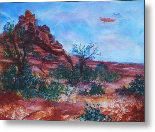 Sedona Metal Print featuring the painting Sedona Red Rocks - Impression of Bell Rock by Ellen Levinson