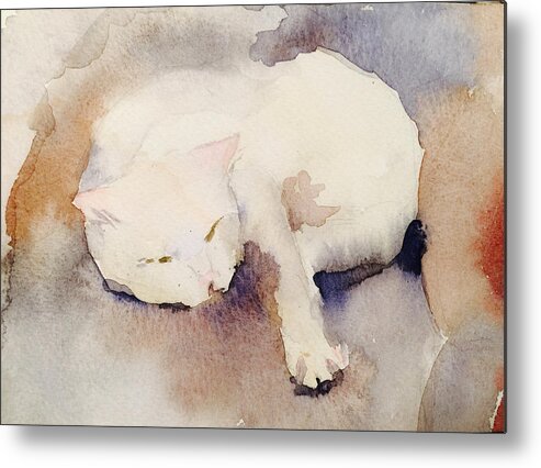 Cat Metal Print featuring the painting Simona by Ksenia VanderHoff