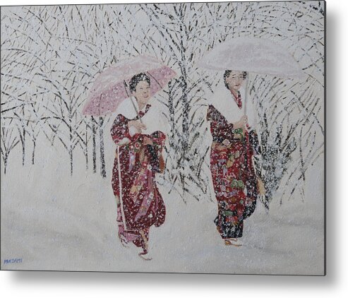 Japan Metal Print featuring the painting Snowy Day by Masami Iida