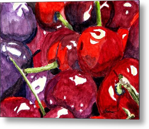 Cherries Metal Print featuring the painting So Sweet by Angela Davies