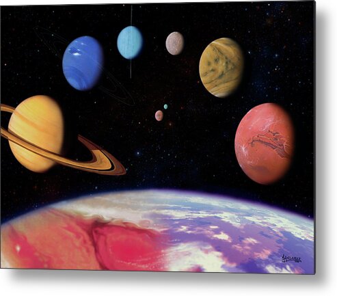 Solar System Metal Print featuring the photograph Solar System Planets by Mark Garlick/science Photo Library