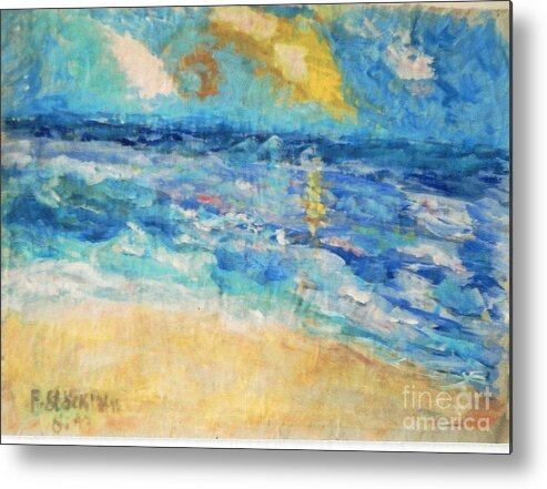 Seascape Metal Print featuring the painting Seascape South of France by Fereshteh Stoecklein