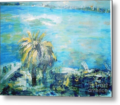 Seascape Metal Print featuring the painting South of France  Juan les Pins by Fereshteh Stoecklein