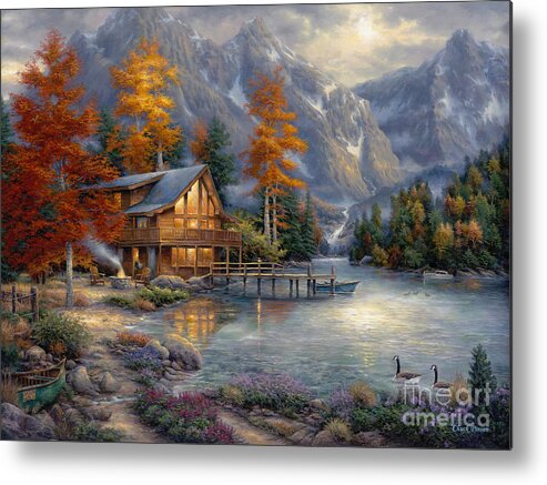 Mountain Metal Print featuring the painting Space for Reflection by Chuck Pinson