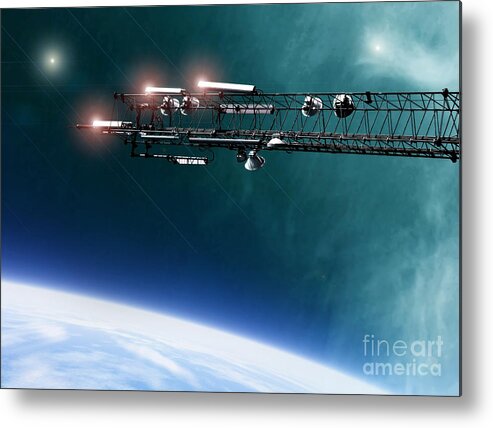 Space Metal Print featuring the digital art Space Station Communications Antenna by Antony McAulay