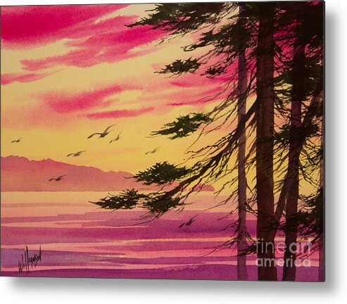 Sunset Metal Print featuring the painting Splendid Sunset Bay by James Williamson