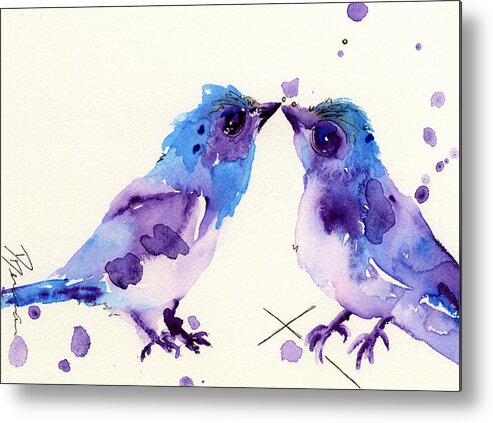 Two Birds Metal Print featuring the painting Spring Kiss by Dawn Derman