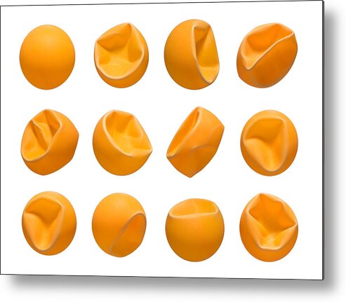 Orange Color Metal Print featuring the photograph Squashed Table Tennis Balls by MirageC