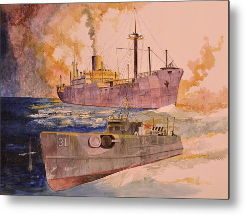 Wwii Metal Print featuring the painting SS Glenorchy by Ray Agius