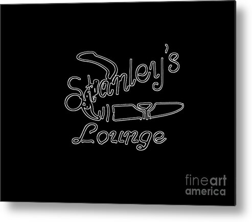 Metal Print featuring the photograph Stanley's Lounge in White Neon by Kelly Awad