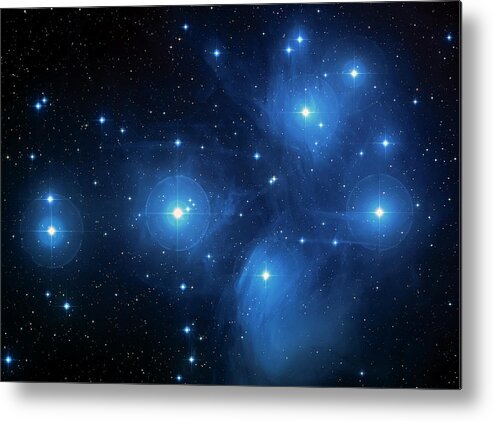 Nasa Images Metal Print featuring the photograph Star Cluster Pleiades Seven Sisters by Jennifer Rondinelli Reilly - Fine Art Photography