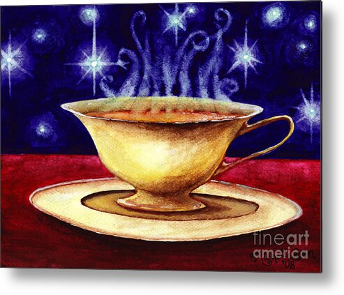 Teacup Metal Print featuring the painting Starry Night Tea Service by Michelle Bien
