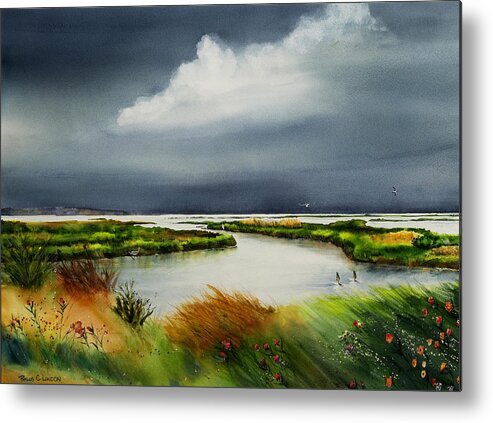 Marsh Metal Print featuring the painting Storm Watch by Phyllis London