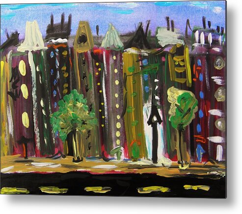 Summer Rowhouses Metal Print featuring the painting Summer Rowhouses by Mary Carol Williams