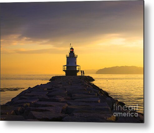 Lighthouse Metal Print featuring the photograph Sunrise at Spring Point Lighthouse by Diane Diederich