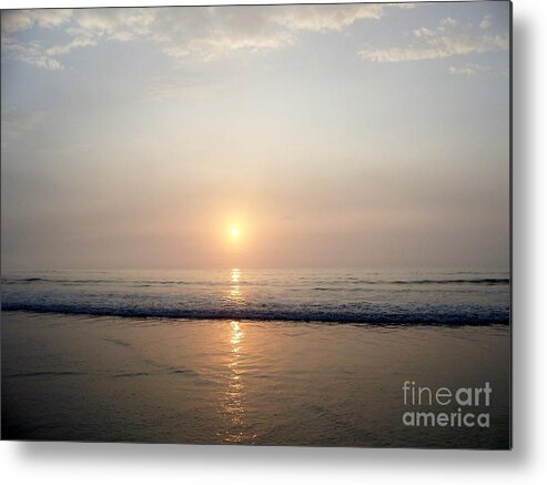 Hampton Beach Photography Metal Print featuring the photograph Sunrise Reflection Shines Upon The Atlantic by Eunice Miller