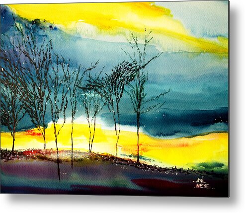 Nature Metal Print featuring the painting Sunset 3 by Anil Nene