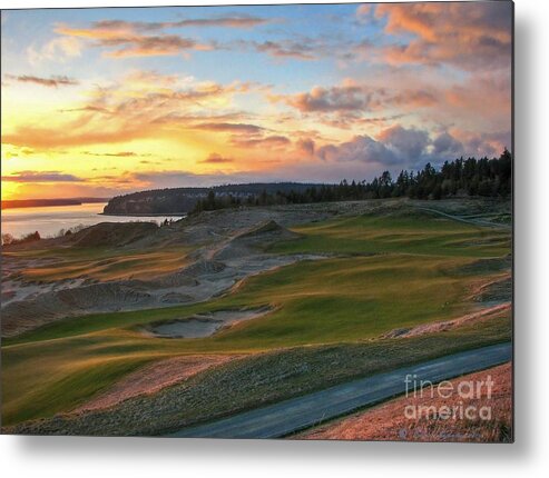 Hdr Metal Print featuring the photograph Sunset on the Links - Chambers Bay Golf Course by Chris Anderson