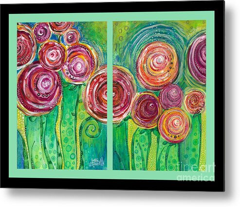 Floral Metal Print featuring the painting Sunshine Lollipops and Rainbows by Tanielle Childers