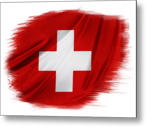 Swiss Metal Print featuring the photograph Swiss flag by Les Cunliffe