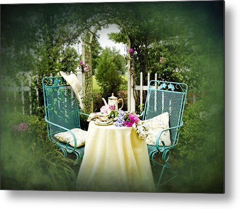   Metal Print featuring the photograph Tea in my Garden by Trudy Wilkerson
