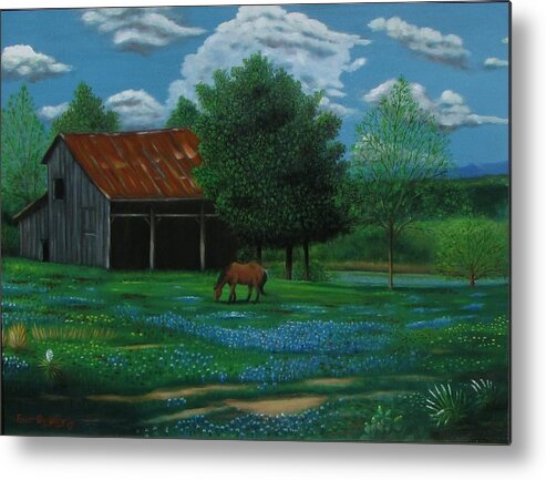 Horse Metal Print featuring the painting Texas Spring by Gene Gregory