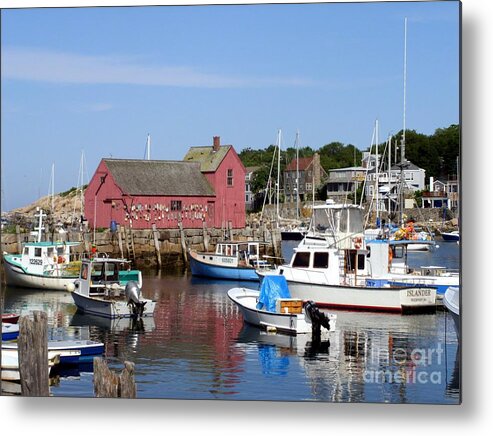 Most Photographed Building Rockport Ma Metal Print featuring the photograph The Boat Yard at Rockport by Mary Lou Chmura