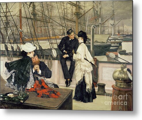 Rigging;english;victorian;blanket;deck;lovers;parting;shipboard;pont;bateau Metal Print featuring the painting The Captain and the Mate by Celestial Images