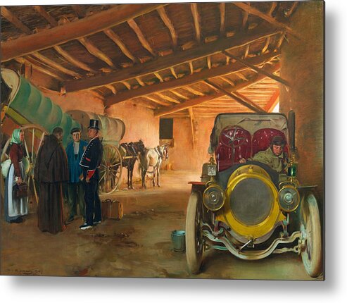 Ramon Casas Metal Print featuring the painting The Coach House. La Cochera by Ramon Casas