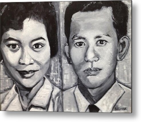 Acrylic Paintings Metal Print featuring the painting The Handsome Couple by Belinda Low