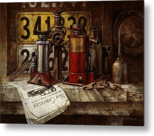 Humorous Metal Print featuring the painting The Hold-up Gang by Graham Braddock