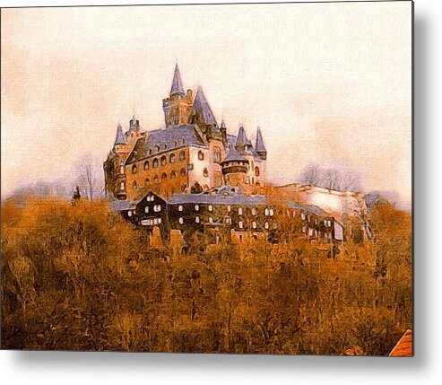 Medieval Metal Print featuring the painting The Medieval Castle of Wernigerode by Susan Maxwell Schmidt