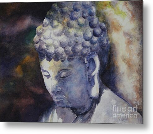 Painting Metal Print featuring the painting The Roadside Buddha by Glenyse Henschel