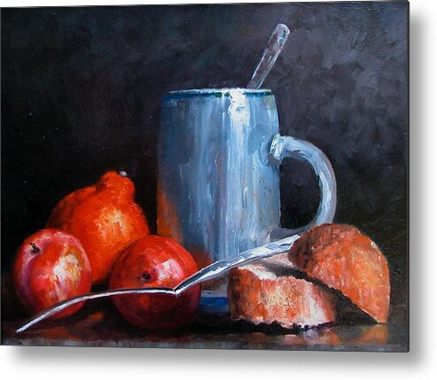 Still Life Metal Print featuring the painting The Silver Cup by Jim Gola