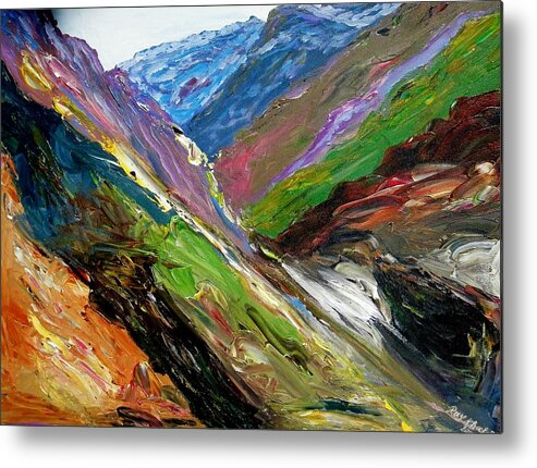 Landscape Metal Print featuring the painting The Valley by Ray Khalife