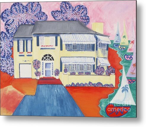 Painting Metal Print featuring the painting The Yellow House by Karen Francis