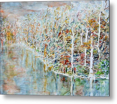 Watercolor Metal Print featuring the painting They are calling by Almo M