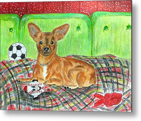 Toy Rat Terrier Metal Print featuring the painting Toy Rat Terrier by Kathy Marrs Chandler