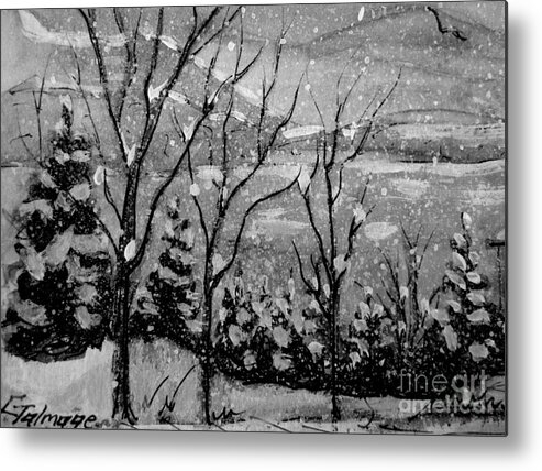 Tree Farm Metal Print featuring the painting Tree Farm Winter by Gretchen Allen