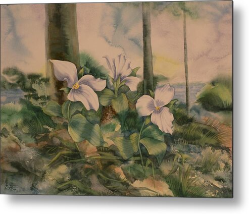 Trillium Metal Print featuring the painting Trillium by Heather Gallup