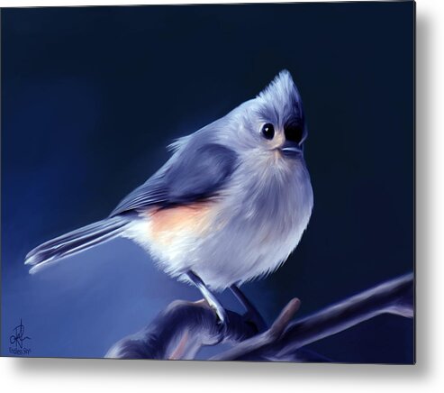 Bird Metal Print featuring the painting Tufty the Titmouse by Pennie McCracken