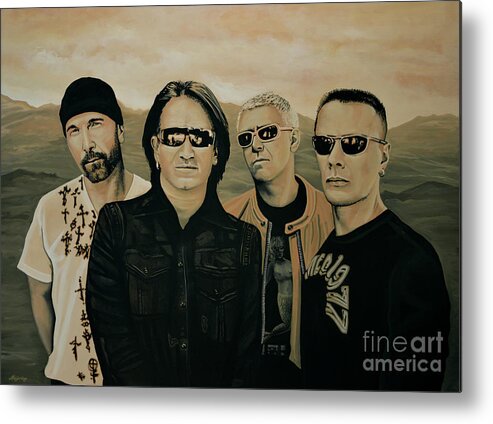 U2 Metal Print featuring the painting U2 Silver And Gold by Paul Meijering