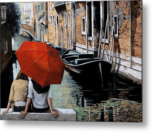 Canal Scene Metal Print featuring the painting Guardando Il Canale by Guido Borelli