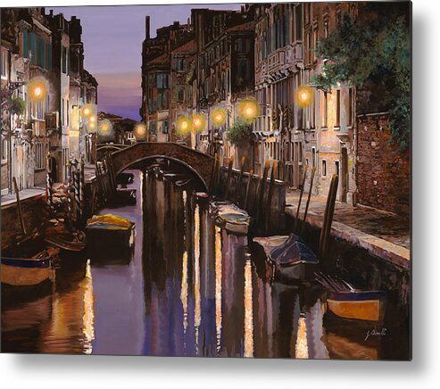 Venice Metal Print featuring the painting crepuscolo a Venezia by Guido Borelli