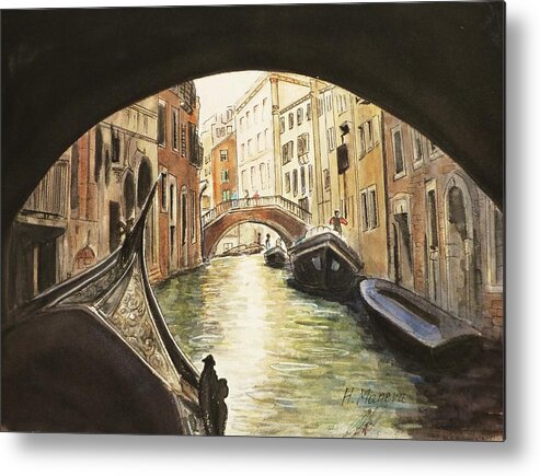 Architecture Metal Print featuring the painting Venice II by Henrieta Maneva