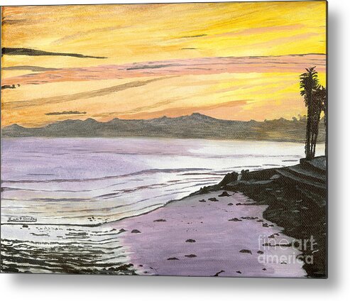 Waves Metal Print featuring the painting Ventura Point at Sunset by Ian Donley