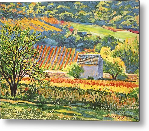 Landscape Metal Print featuring the painting Vineyards of Provence by David Lloyd Glover