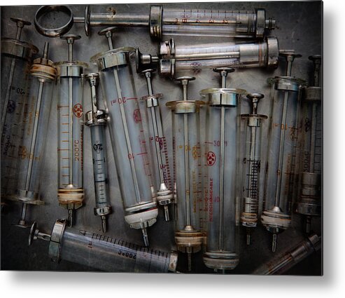 Large Group Of Objects Metal Print featuring the photograph Vintage Syringes by Rudolf Vlcek