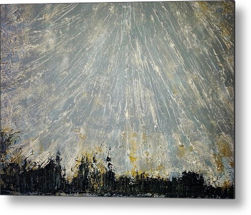 Acryl Painting Structured Metal Print featuring the painting W1 - thunderstorm by KUNST MIT HERZ Art with heart